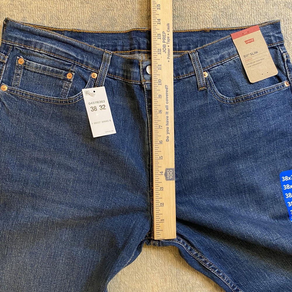 Levis 511 Jeans Mens 38x32 Blue Slim Straight Stretch Denim Medium Wash Pants - Picture 5 of 15
